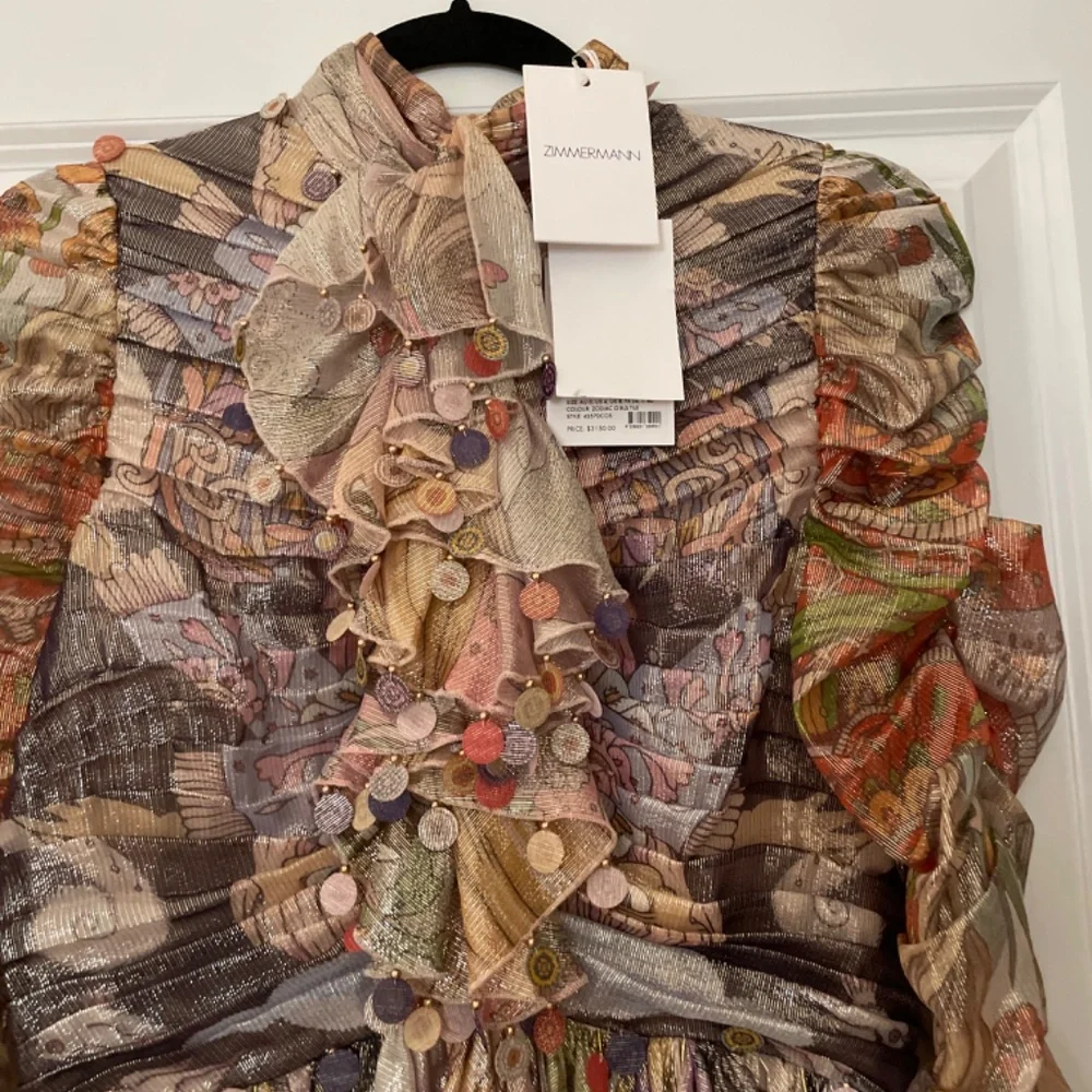 Zimmerman ruffled printed lame' maxi dress - Picture 4 of 4